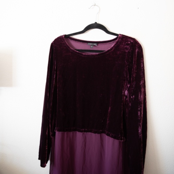 Eileen Fisher Ballet Neck Duster Shift Dress Velvet Silk Duster - No slip - Picture 4 of 7